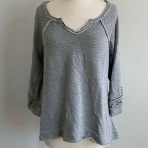 Free People Grey Bell Sleeve Sweatshirt